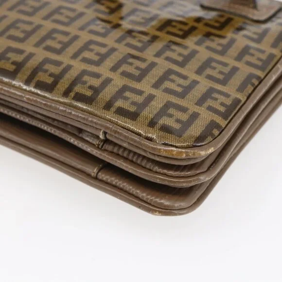 Authentic FENDI Zucchino Canvas Shoulder Bag Coated Canvas Beige - Picture 3 of 16